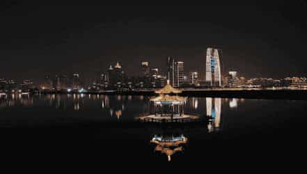 蘇州園區(qū)李公堤夜晚航拍