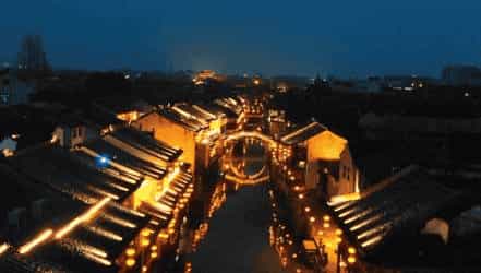 七里山塘夜晚航拍宣傳短片